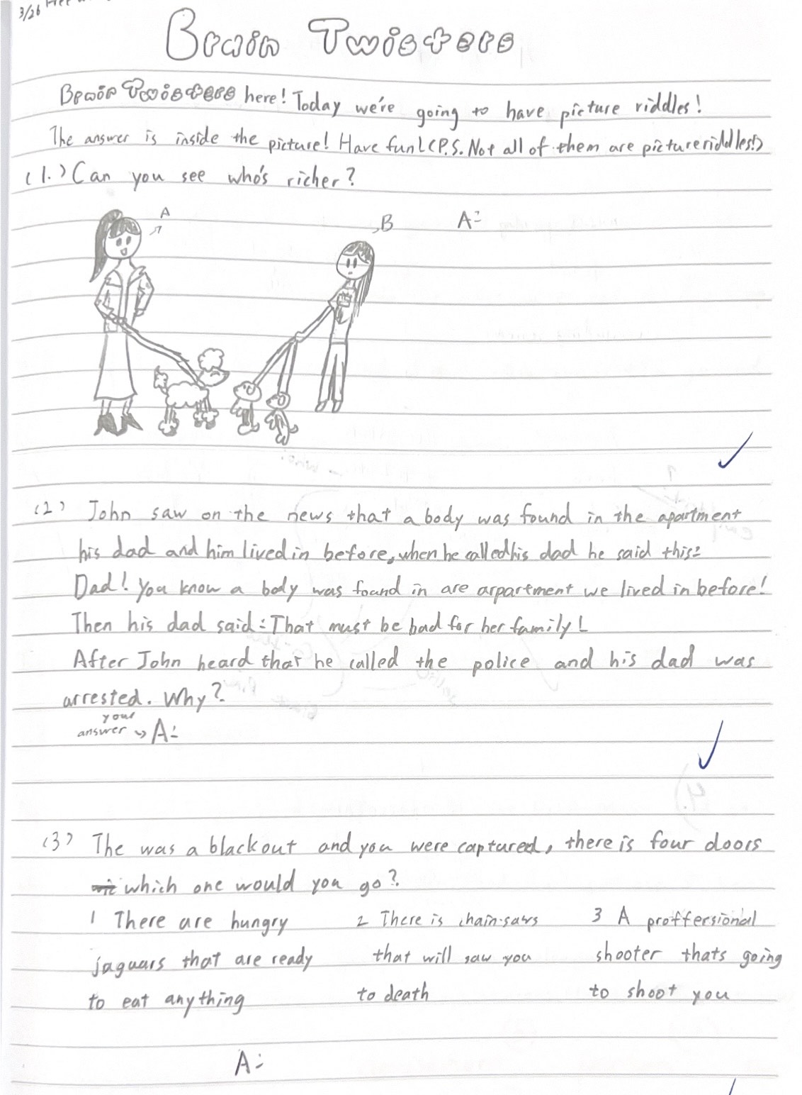 elementary student brain teaser